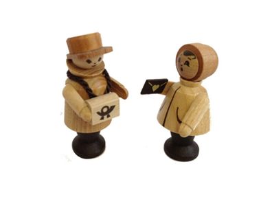 Miniaturfigur Postpärchen natur Höhe=5cm NEU Seiffen Erzgebirge Dekoration Holzf