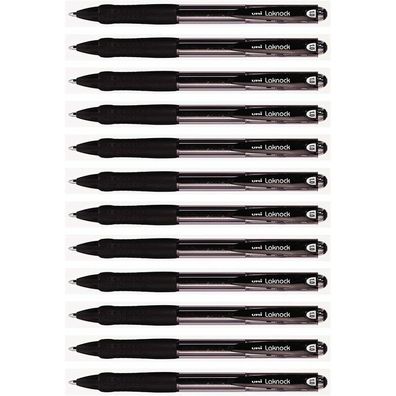 Kugelschreiber mit Flüssigtinte Uni-Ball Rollerball Laknock SN-100 Schwarz 12 Stück