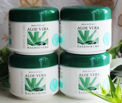 4x125ml BIO-VITAL Aloe Vera Tages+Nachtcreme Aloe Vera Hautcreme Creme Body&Care