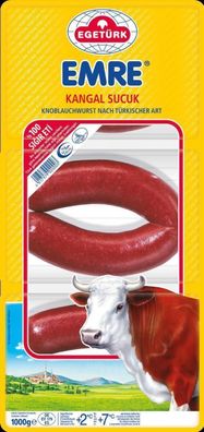 Egeütrk Emre Kangal Sucuk 1kg türkische Knoblauchwurst aus 100% Rindfleisch