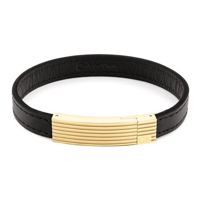 Modernes zweifarbiges Herrenarmband aus schwarzem Leder 35000269