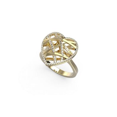 Dezenter vergoldeter Herz-Käfig-Ring JUBR03101JWYG - Kreislauf: 54 mm