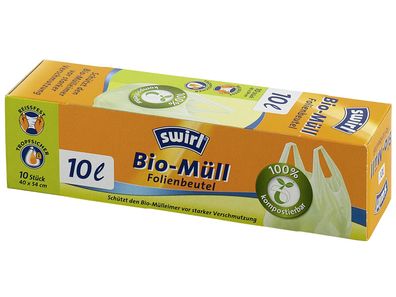 SWIRL Abfallbeutel Biofolie mit Griff 10l Pack Rolle mit 10 Stück