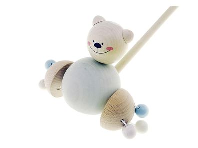 Schiebe-Bär Natur rose/bleu