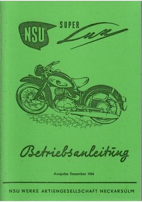 Betriebsanleitung NSU Super Lux Motorrad, oldtimer