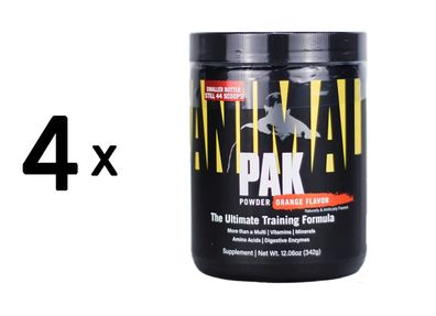 4 x Universal Nutrition Animal Pak Powder (44 serv) Orange Crush