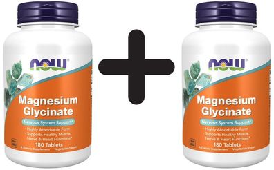 2 x NOW Foods Magnesium Glycinate - 180 tabs