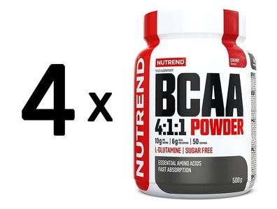 4 x Nutrend BCAA 4:1:1 Powder, Cherry - 500g