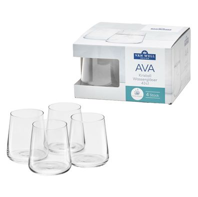 VAN WELL Wasserglas Ava Kristall 430ml 4er Karton