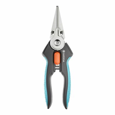Gartenschere GripCut (grau/türkis, Kräuterschere mit integriertem Greifer)
