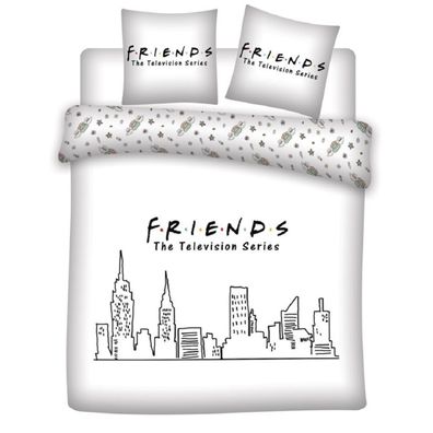 Friends Doppelbettwäsche Set – 1x Deckenbezug 240x220 cm & 2x Kissenbezüge 63x63
