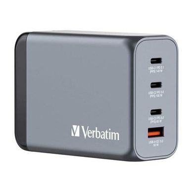 GaN-Ladegerät 240W, 1x USB-A , 3x USB-C (grau, PD 3.0, QC 3.0)