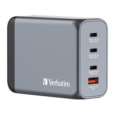 GaN-Ladegerät 200W, 1x USB-A , 3x USB-C (grau, PD 3.0, QC 3.0)