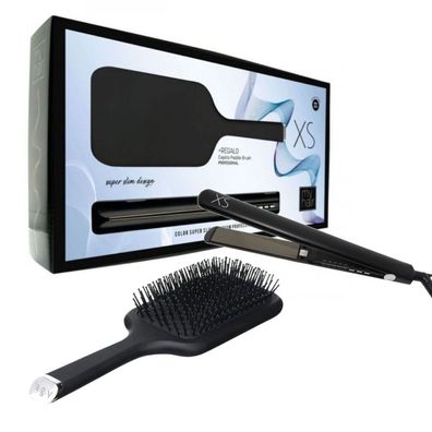 MyHair Set XS Glätteisen Matt Schwarz + Schwarze Paddelbürste