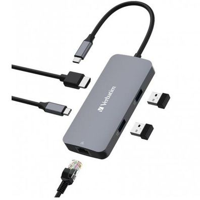 USB-C Pro Multiport-Hub CMH-05, 5 Port (grau, HDMI, RJ-45, 2x USB-A, USB-C PD)