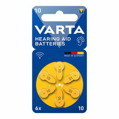 1x6 Varta Hearing Aid Batter. 10 Hörgeräte Batterien 24610101416
