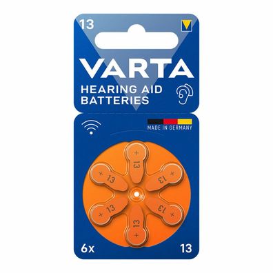 1x6 Varta Hearing Aid Batter. 13 Hörgeräte Batterien 24606101416