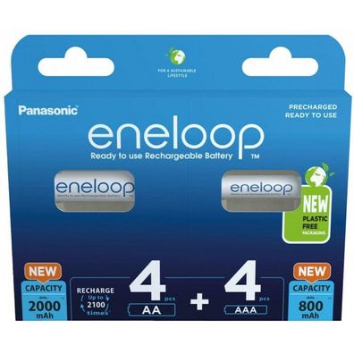 2x4 Panasonic Eneloop Kombipack 4xAA + 4xAAA Akkus BK-KJMCDE44E