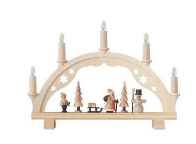 Schwibbogen Weihnachtsmann natur mit Beleuchtung Höhe=27cm NEU Lichterbogen Fens
