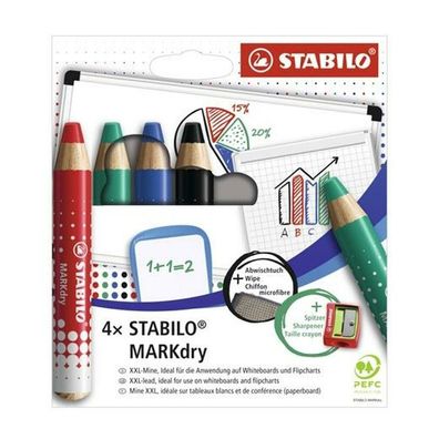 Stabilo MARKdry Whiteboard- und Flipchart-Marker farbsortiert 1,0 - 10,0 mm, 4 St