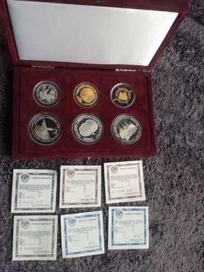 Gold Silber Platin Palladiumset 1988 Sowjeunion 2x3 + 25 + 50 + 150 Rubel Historie