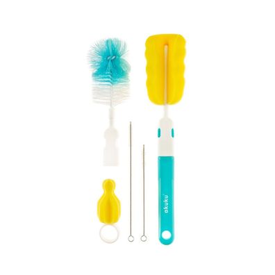 Set von Bürsten für Babyflasche Schnuller und Federkiel Akuku blau