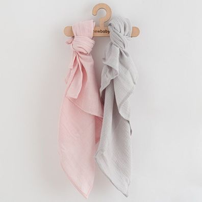 Neu Baby Windeln 60x80 cm 2 Stück rosa, grau