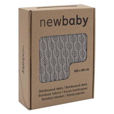 Bambus-Strickdecke New Baby mit Muster 100x80 cm grau