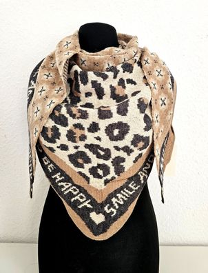 Blogger XXL Dreieckstuch Halstuch Schal Kaschmir Mustermix Schriftzug Taupe/Beige