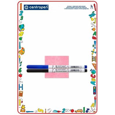 Centropen Radierbares Whiteboard A4 &#40; oppelseitig&#41; &#43; 2 Marker