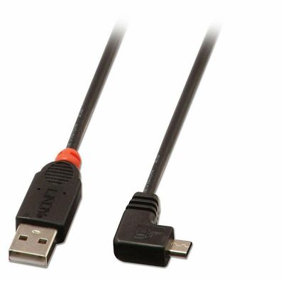 LINDY USB 2.0 Kabel Typ A/Micro-B 90° gewinkelt M/M 2m