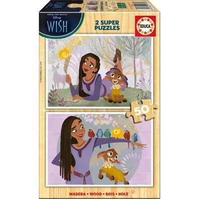 Educa - 2 x 50 Teile. Holzpuzzle - Disney Wunsch (80-19739)