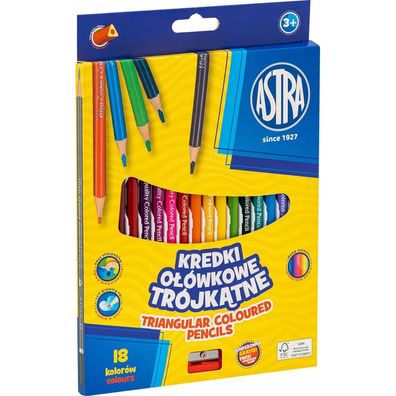 ASTRA Buntstifte dreieckig 18 Stück mit Anspitzer
