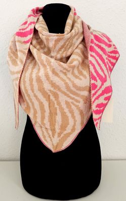 Blogger XXL Dreieckstuch Halstuch Dreieckschal mit Kaschmir Streifenprint Pink/Beige