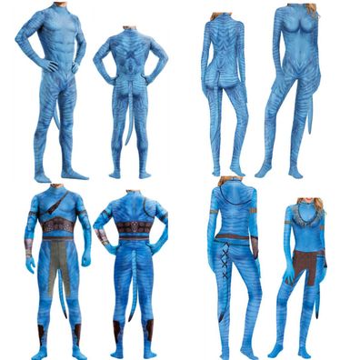 Avatar 2 The Way of Water Jack Sully Jumpsuit With Tail Cosplay Adult Bodysuit