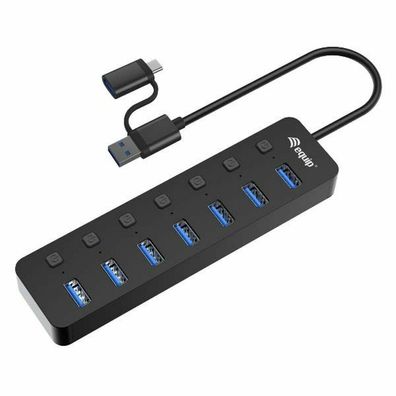 Equip USB-Hub 7-Port 3.2, ->7x3.2 inkl USB-C Adapter schwarz