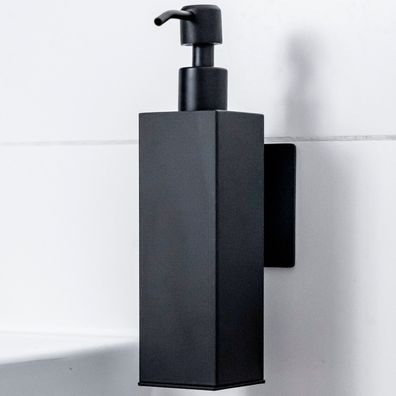 ELMOWO Seifenspender Edelstahl 220ml ohne Bohren Wandmontage Bad Küche in schwarz