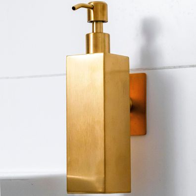 ELMOWO Seifenspender 220ml ohne Bohren selbstklebend Hängend für Bad, Küche in gold