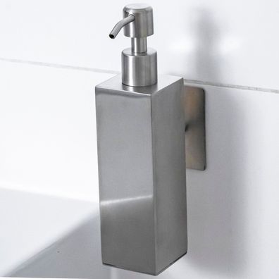 ELMOWO Seifenspender Edelstahl 220ml ohne Bohren Wantmontage Bad Küche in silber