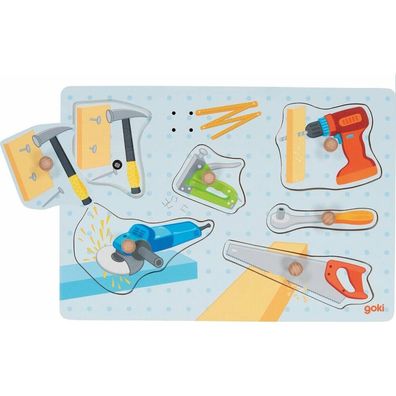 GOKI Holzpuzzle mit Geräuschen Werkzeug