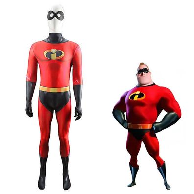 Cosplay The Incredibles Bob Parr Maske Jumpsuit Mr. Incredible Adult Bodysuits