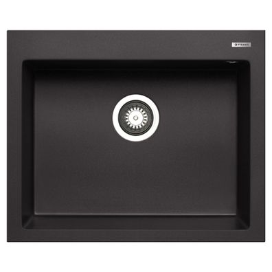 Pyramis Granitspüle schwarz 60x50 cm Küchen-Einbauspüle aus Quarz-Verbund (Einbecken)