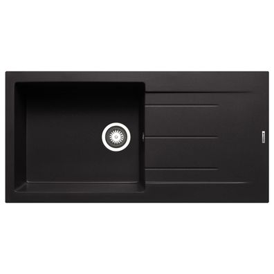 Pyramis Granit Einbauspüle 100x50 cm reversibel Küchenbecken schwarz mit Abtropffläch