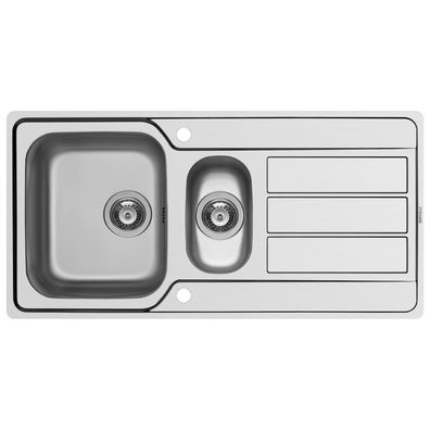 Pyramis Edelstahlspüle 100x50 cm 1.5 Einbauspüle mit Restebecken flächenbündige Monta