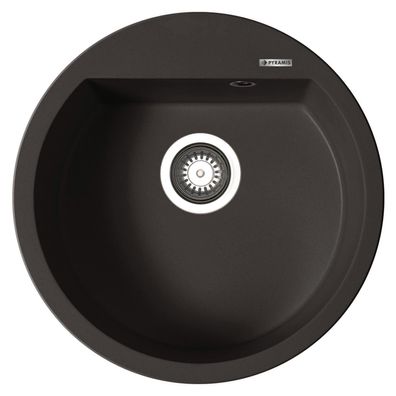 Pyramis Granit-Spüle Ø 50 cm rund Küchen-Einbauspüle in Anthrazit ohne Armaturbohrung