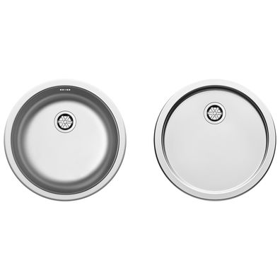 Pyramis Edelstahl Rundspüle Ø 45 cm Set 2-tlg. Einbau Abtropfbecken & Küchen-Spülbeck