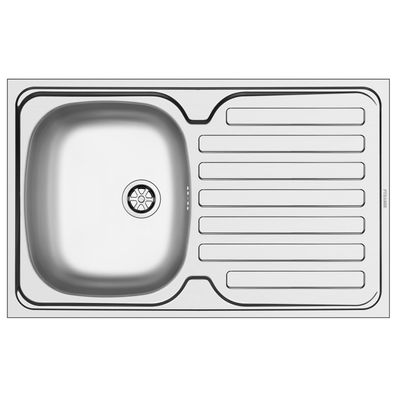 Pyramis Edelstahlspüle 80x50 cm Küchenspüle Spüle mit Abtropffläche für Auflage-Monta