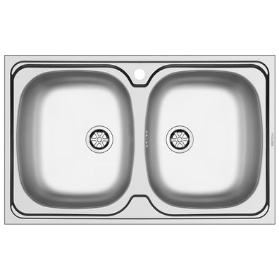 Pyramis Edelstahlspüle 80x50 cm 2 Becken Küchenspüle Doppelbecken für Auflage-Montage