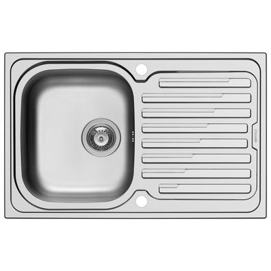 Pyramis Einbau Küchenspüle 79x50 cm Edelstahlspüle Spüle mit 1 Becken & Abtropffläche