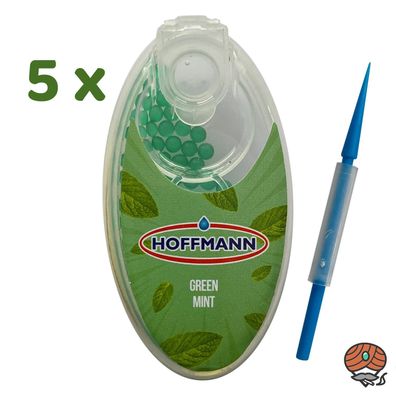 5 x Hoffmann Aroma Kapseln für Filterzigaretten - GREEN MINT Dose à 100 Kapseln